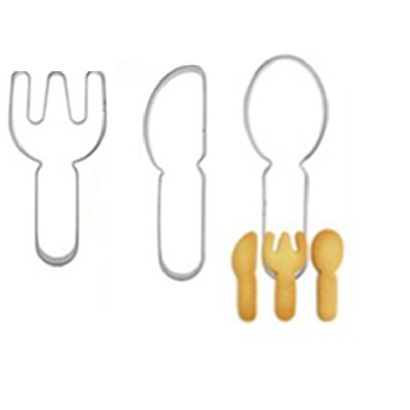 Bộ 3 Khuôn Cắt Bánh Hình Nĩa &amp; Muỗng