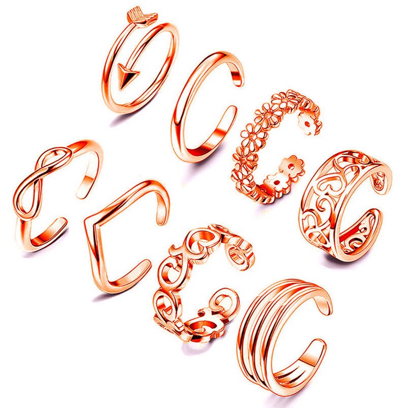 Set 8 Nhẫn Đeo Chân Thời Trang Dành Cho Nữ