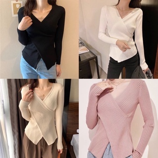 Anu584 - áo len tăm nữ qc cổ tim 2 vạt chéo