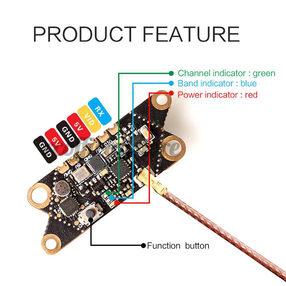 EACHINE RC Ăng Ten Fpv V3 Vtx 5.8ghz 40ch 25 / 100 / 200 / 400mw Cho Drone