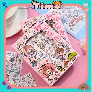 Set sticker hình dán sổ tay 50 tấm cute dán sổ trang trí có hộp xinh ST43
