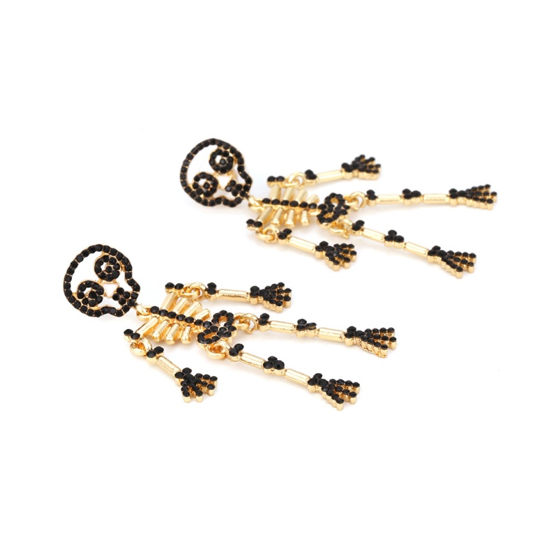 Bông Tai Hình Bộ Xương Đính Đá Nhiều Màu Phong Cách Gothic Thời Trang