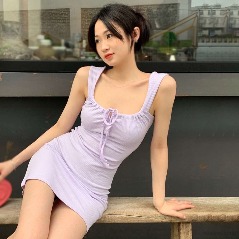 Đầm Hở Vai Cổ Vuông Thời Trang Cho Nữ