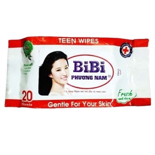 Khăn giấy ướt bỏ túi Bibi Phương Nam 20 tờ tiện lợi an toàn, không gây dị ứng