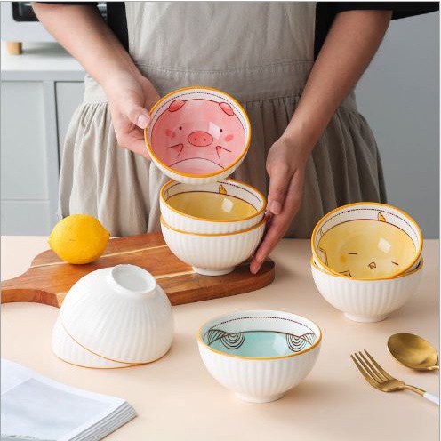Bát Ăn Cơm Sứ Dễ Thường Hình Thú Cute Đáng Yêu, Bát Ăn Cơm Đẹp -Shop Mẹ Khoai