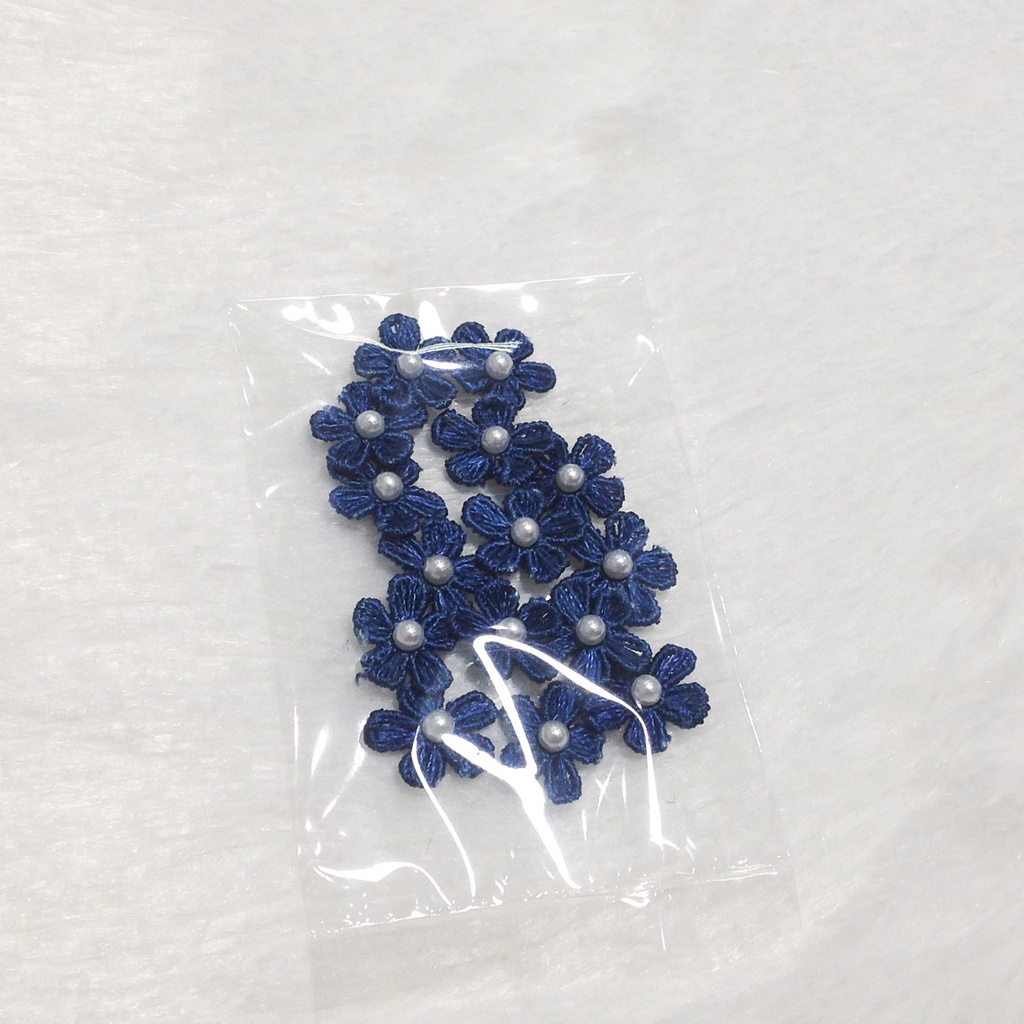 Set 15 hoa mai thêu đính cườm bạc kim sa dễ thương kết trang trí áo dài váy đầm