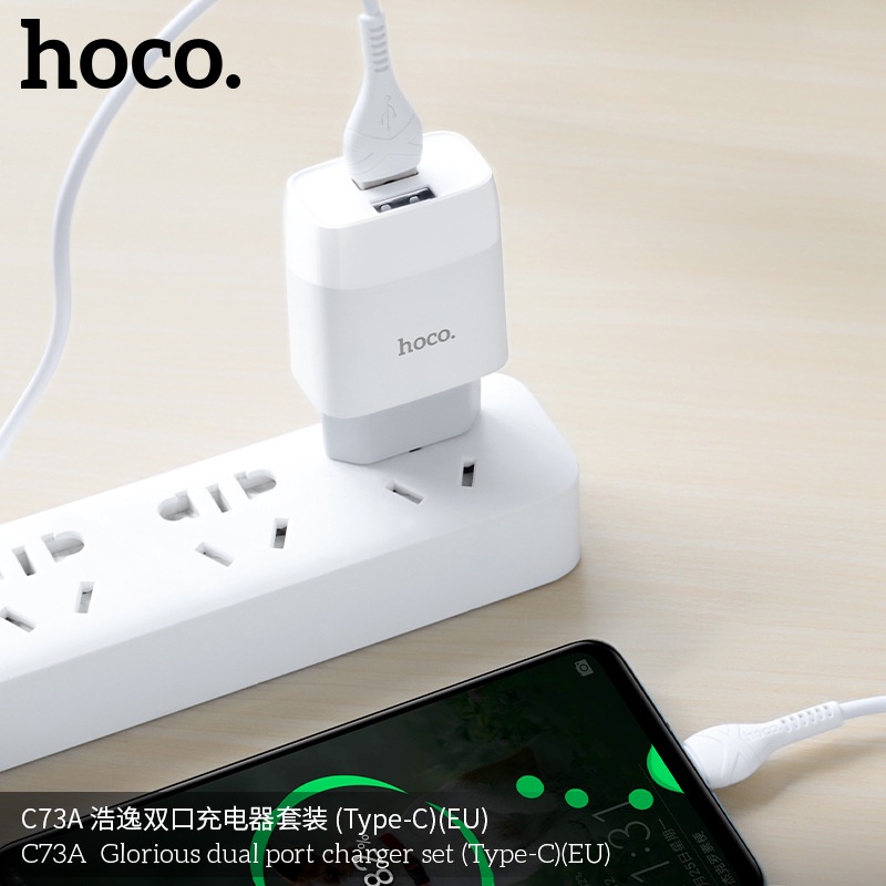 Củ sạc nhanh HOCO C73A (5V-2.4A), cốc sạc nhanh cho điện thoại Lightning, Samsung type c, micro usb android chính hãng