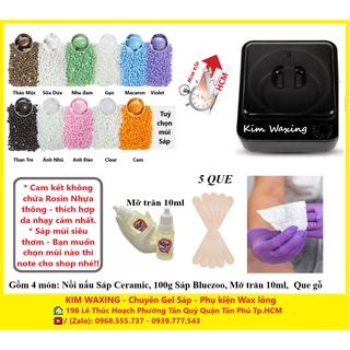 Set Nồi nấu sáp Chống dính và 100g Sáp wax Preal Bikini  Da Nhạy Cảm nhất Bluezoo