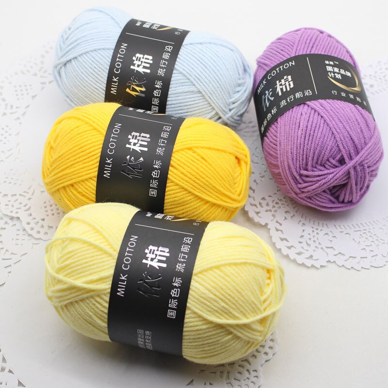 50g Cuộn Len Cotton Sữa 4 Sợi Mềm Chất Lượng Cao Thân Thiện Với Môi Trường