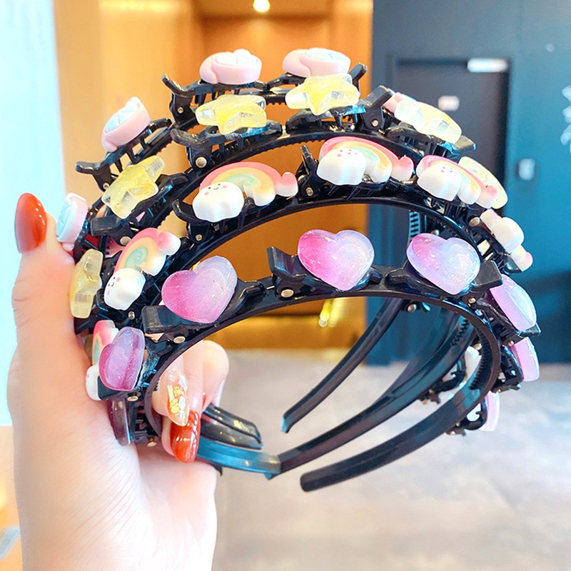 Băng đô thiết kế hai lớp họa tiết hoa hoạt hình phong cách công chúa ngọt ngào cho nữ