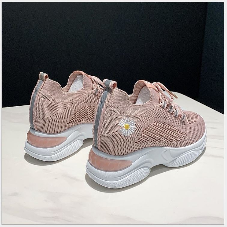 (MẪU MỚI về Freeship)Giày thể thao phản quang hoa cúc độn đế nâng chiều cao 7cm siêu nhẹ