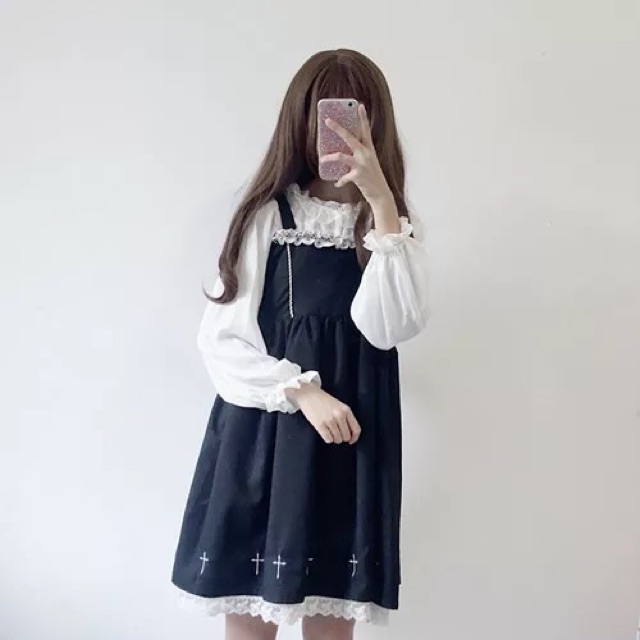 [có sẵn] Áo lót Lolita tay bồng cổ ren