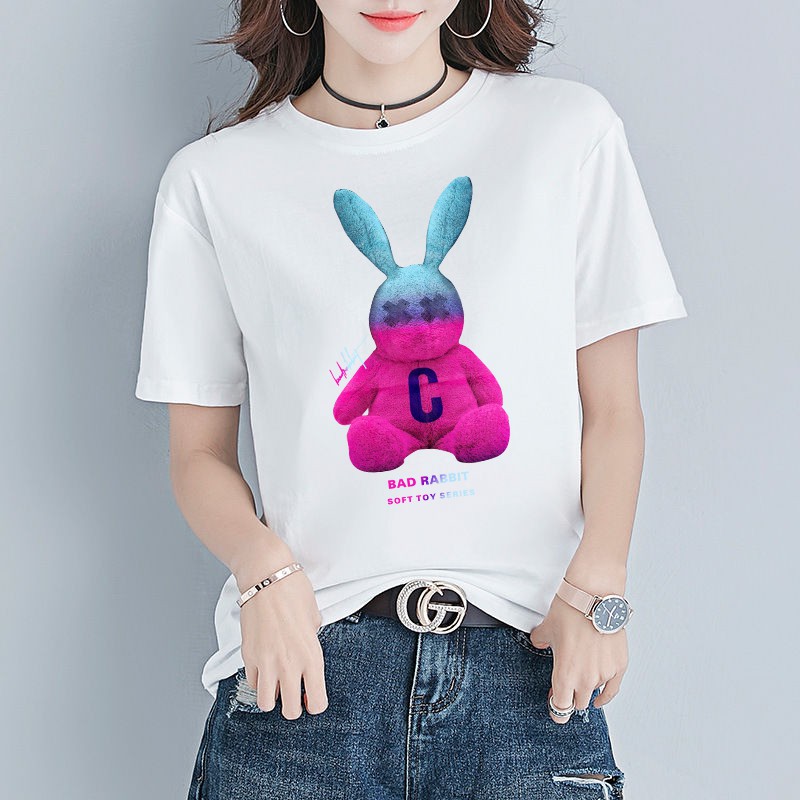 Áo hot hòn họt, áo thun nữ in hình gấu cute, gấu 7 màu cute, thỏ 7 màu cute, vải cotton mịn, mát, tr