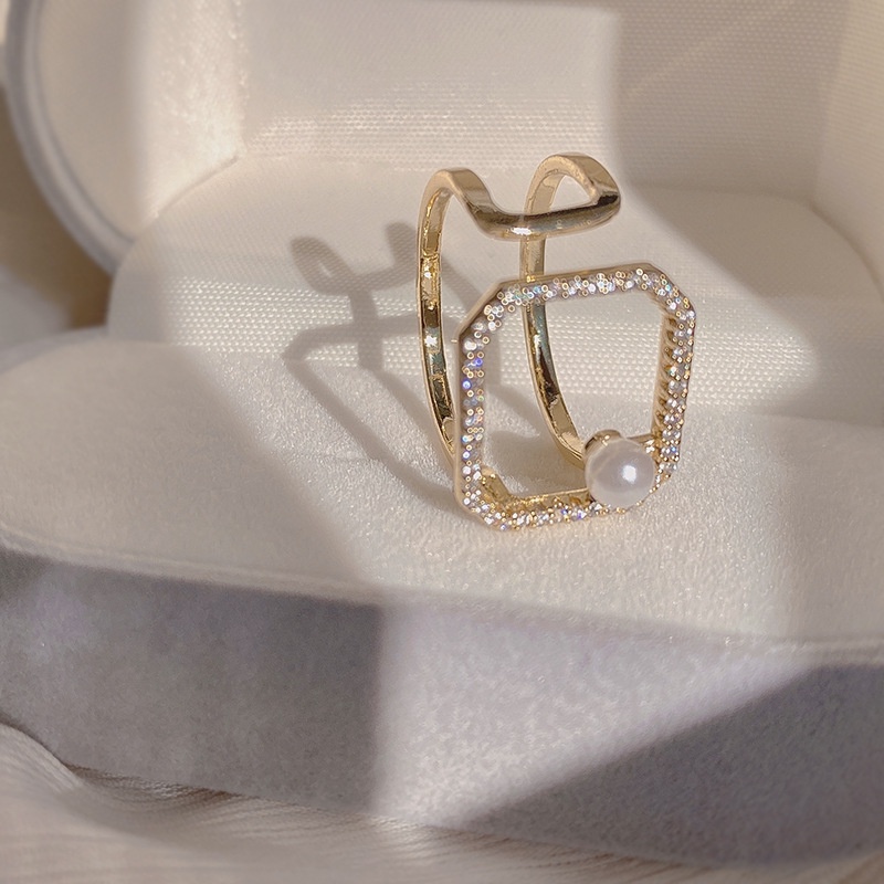 Nhẫn Hở Hai Lớp Hình Bướm Đính Đá zircon Đơn Giản Cá Tính Cho Nữ