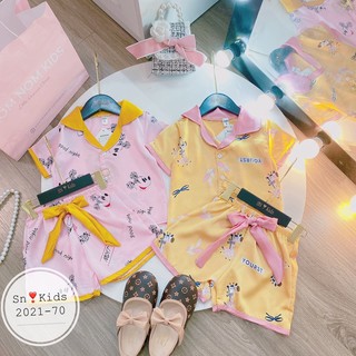BỘ PIZAMA LỤA SATIN CỘC CHO BÉ GÁI