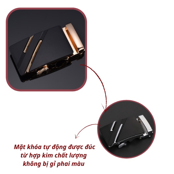 Thắt Lưng nam thiết kế khóa tự động chất liệu da siêu bền phong cách thời trang