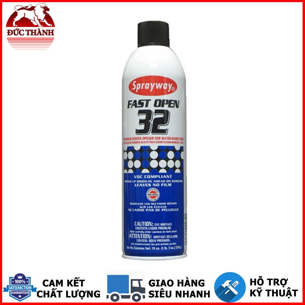 CHAI XỊT VỆ SINH ĐA NĂNG, TẨY SẠCH BỤI BẨN DẦU MỠ, VỆ SINH NHÔM LAPTOP APPLE THÔNG LƯỚI KHUNG IN SPRAYWAY FAST OPEN 32 5