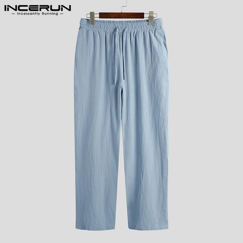 Quần Dài INCERUN Dáng Rộng Thời Trang Phong Cách Retro Cho Nam