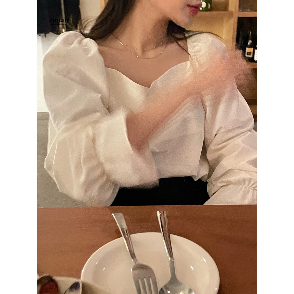 SUXI Áo Kiểu Tay Dài Dáng Rộng Thiết Kế Đơn Giản Dễ Phối Đồ Cho Nữ