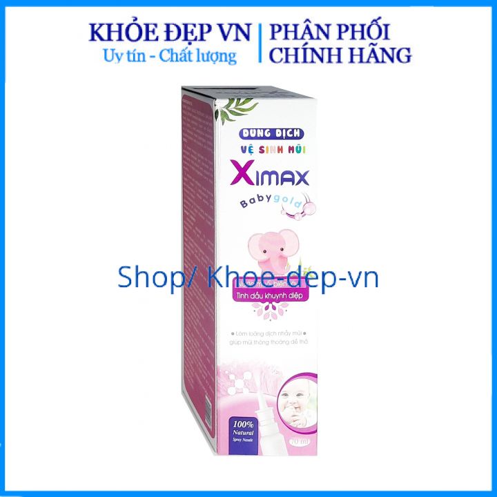 Dung dịch vệ sinh mũi Ximax Baby Gold làm loãng dịch nhầy mũi, giúp mũi thông thoáng để thở - Chai 70ml