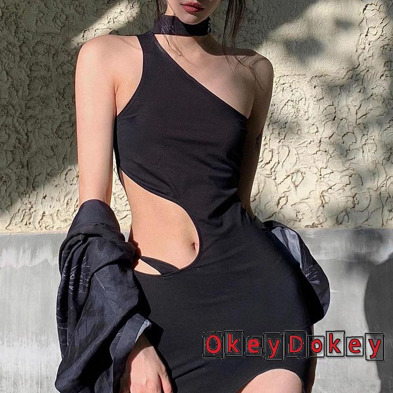 OKDK-Women´s Sexy Sleeveless Dress Cutout High Waist Pack Hip Irregular Female Dress