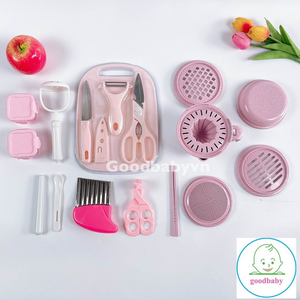 Bộ Dụng Cụ Chế Biến Ăn Dặm Lúa Mạch 10-18 Chi Tiết Cho Bé Goodbabyvn