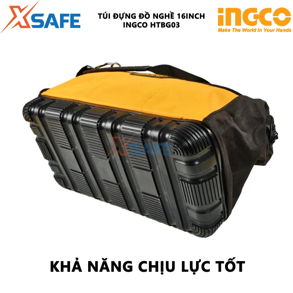 Túi đựng đồ nghề INGCO HTBG03 Giỏ đựng công cụ kích thước 16 inch, quai đeo trên vai chứa các thiết bị, đồ nghề -[XSAFE]