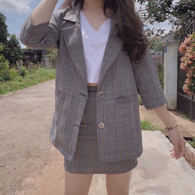 Set Vest Kèm Chân Váy Công Sở Cao Cấp / Ảnh Thật | BigBuy360 - bigbuy360.vn