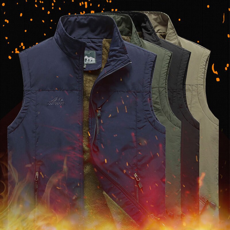 Áo Khoác Sát Nách Vải Lông Cừu Dày Dặn Giữ Ấm Thời Trang Thu Đông Cho Nam 5XL 2022