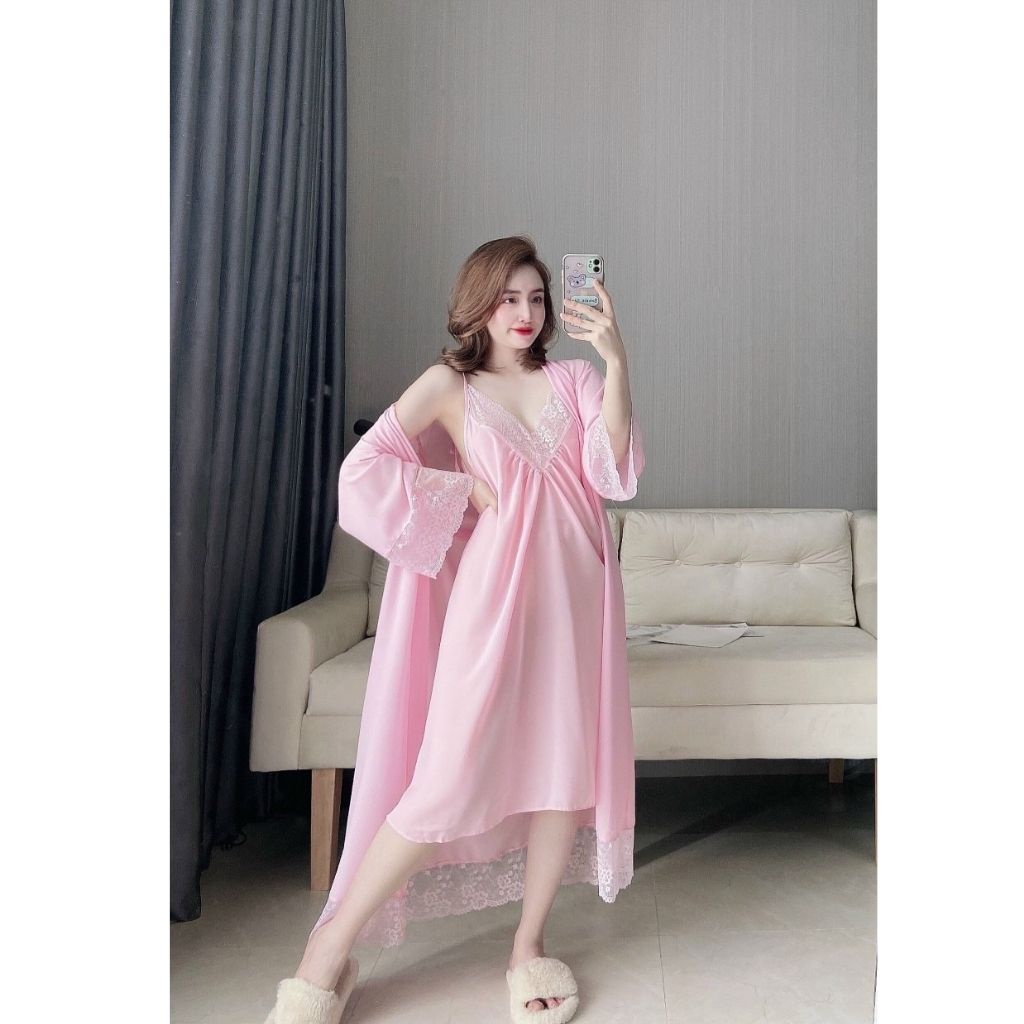 Váy ngủ áo choàng ❣️FREE SHIP❣️ Đầm ngủ sexy lụa Chiffon Chất Siêu Mát Dáng Siêu Xinh <80kg | BigBuy360 - bigbuy360.vn