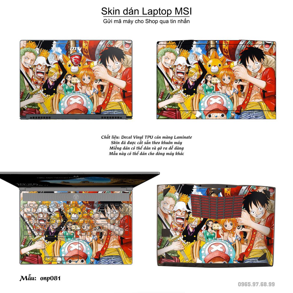 Skin dán Laptop MSI in hình One Piece _nhiều mẫu 7 (inbox mã máy cho Shop)