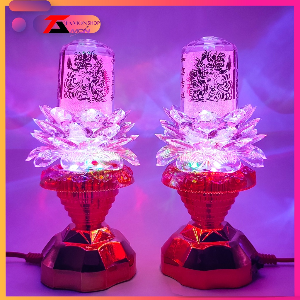 ĐÈN 2 CHẾ ĐỘ: XOAY - ĐỨNG YÊN ĐÈN LED TỰ ĐỔI MÀU ĐÈN BÀN THỜ PHẬT, ĐÈN QUAN ÂM, ĐÈN THỜ CÚNG, ĐÈN HOA SEN