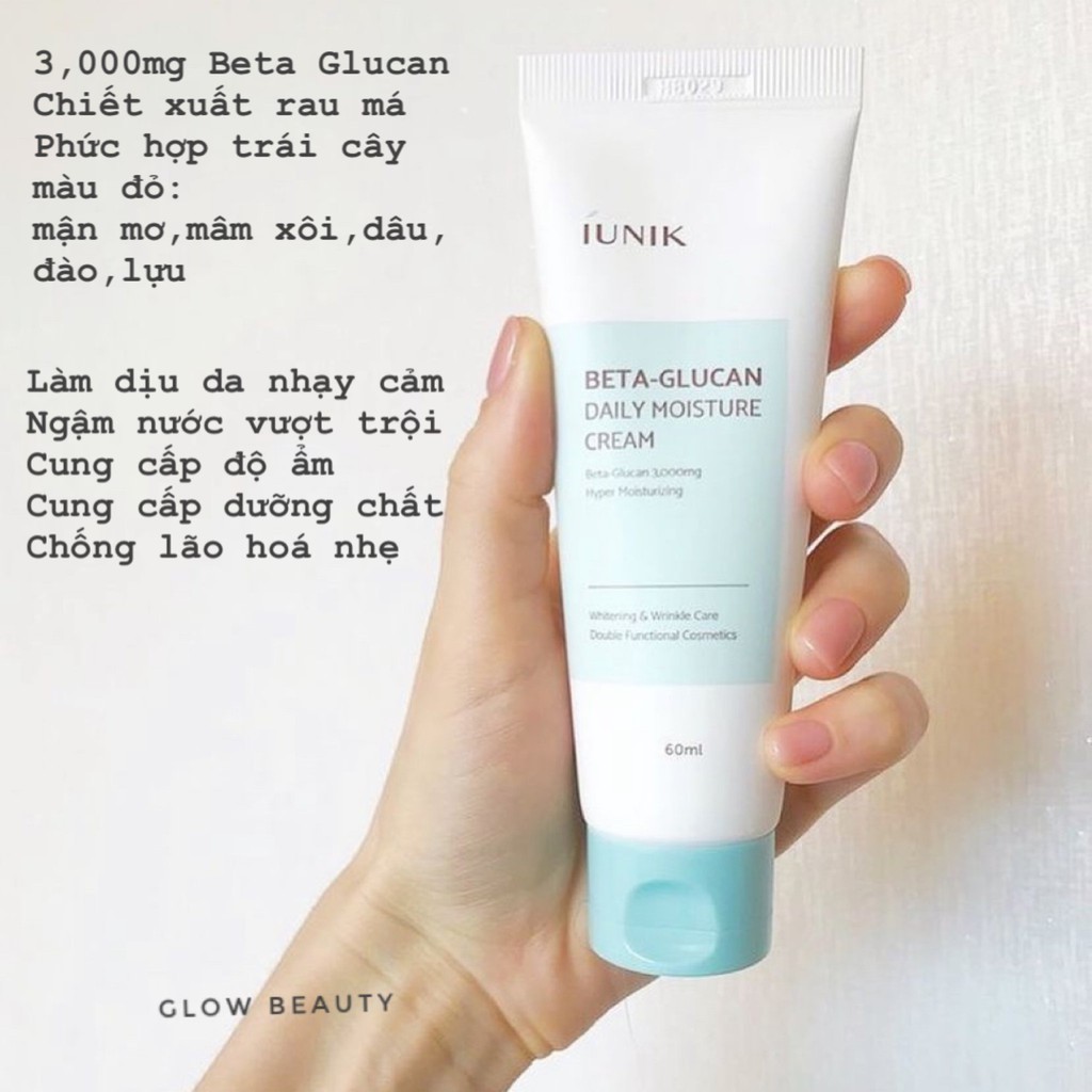 [GLOW BEAUTY] KEM DƯỠNG ẨM HẰNG NGÀY IUNIK BETA GLUCAN DAILY MOISTURE CREAM 60ML