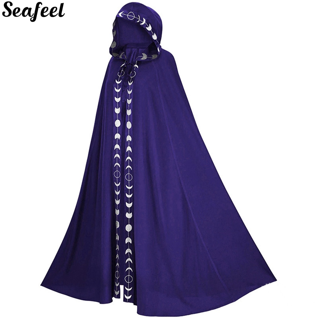 sf_ Medieval Halloween Cape Hooded Thick Unisex Robe Cloak Comfortable Cosplay Costume