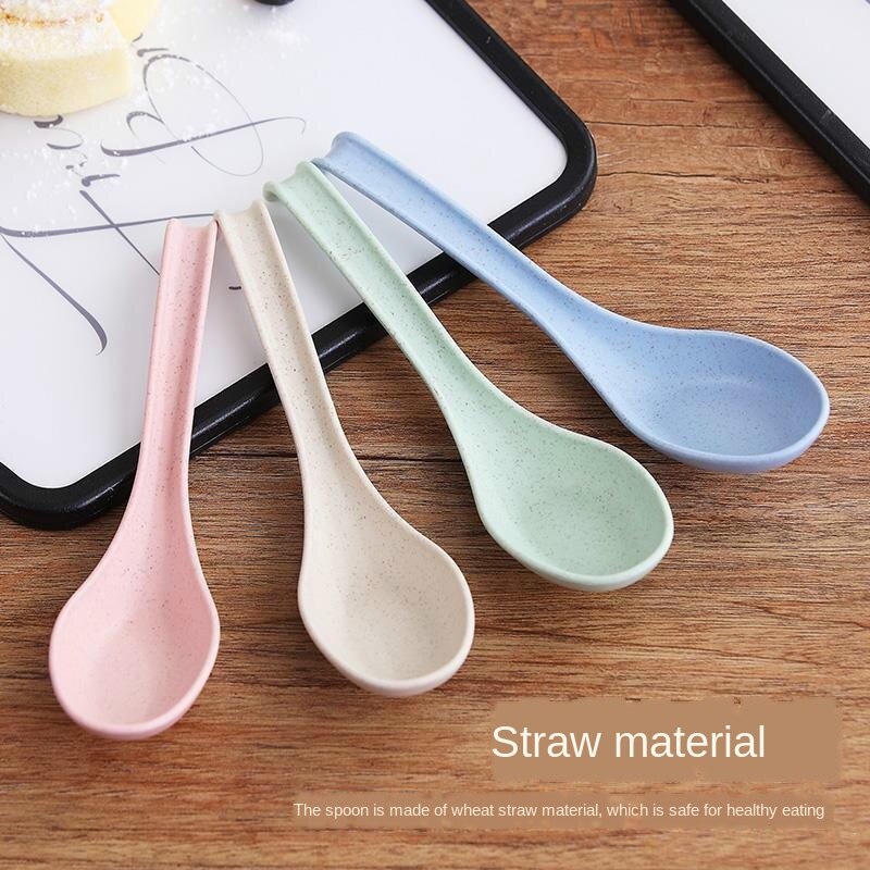 Set 4 muỗng múc canh cán dài cỡ lớn bằng sợi lúa mì