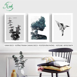 tranh canvas cô gái cách điệu bộ 3 tranh 40x60cm