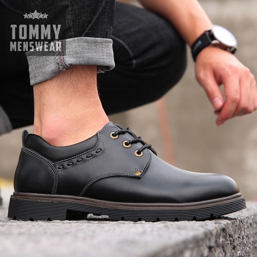 Giày Nam Độn Đế - TẶNG TẤT - Giày Tây Nam Da Bò Chuẩn Men Phong Trần GD84