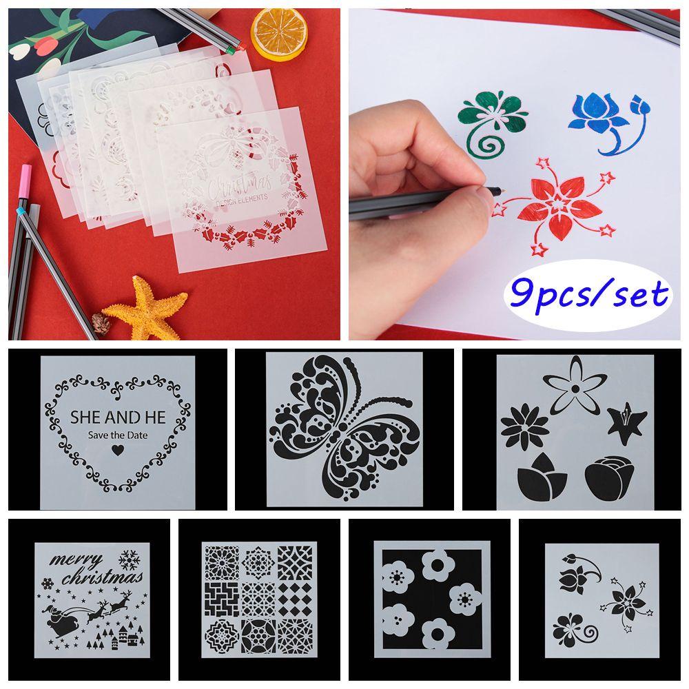 Set 9 Khuôn Dập Nổi Họa Tiết Trang Trí Tường DIY Mới