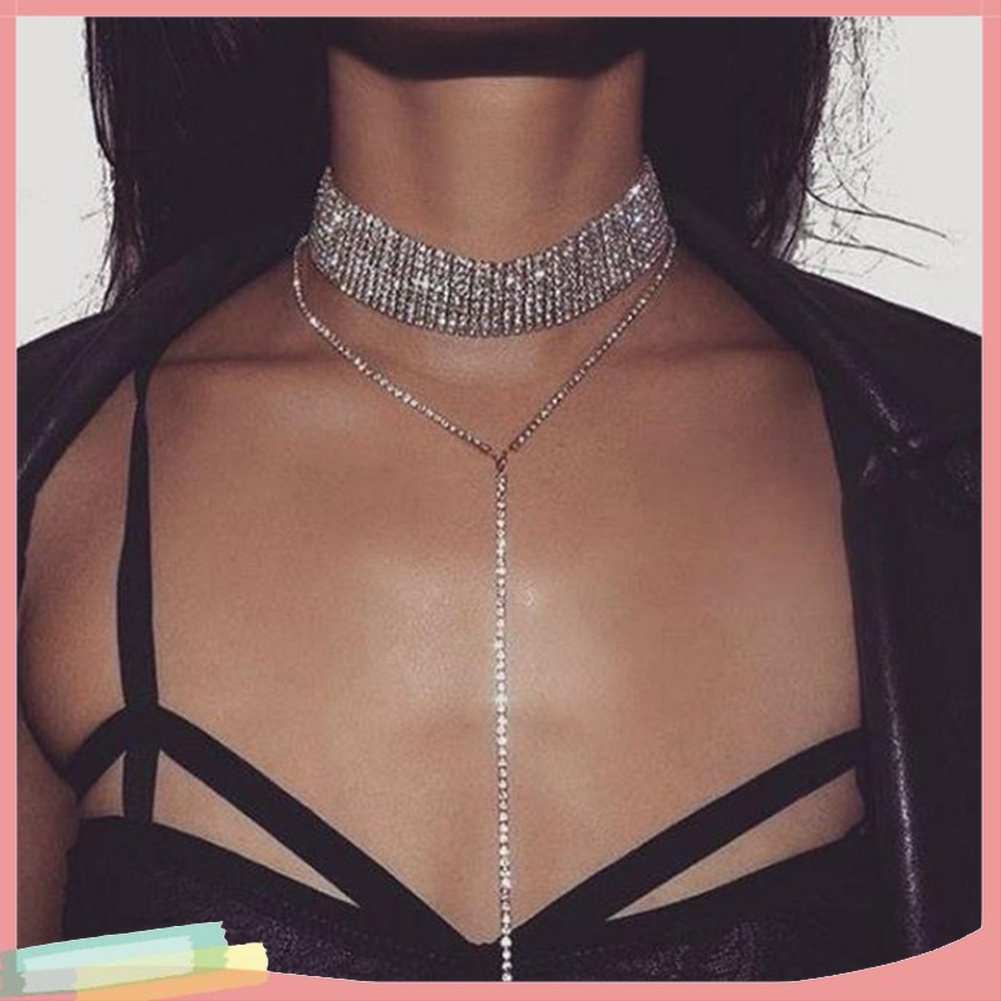 Vòng Cổ Choker Nhiều Lớp Đính Đá Thời Trang Cá Tính Cho Nữ