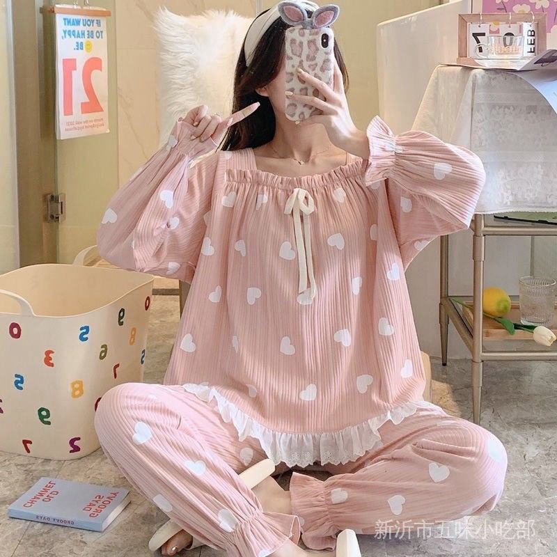 Bộ Đồ Ngủ Hai Mảnh Tay Dài Phong Cách Hàn Quốc Thời Trang Xuân Thu Mới 2022