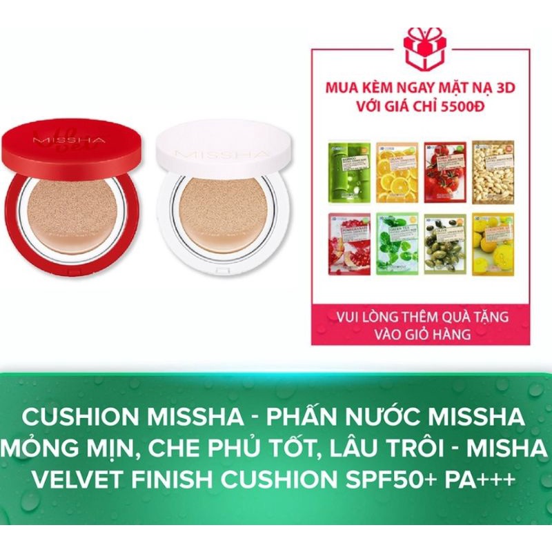 Cushion Missha - Phấn Nước Missha Mỏng Mịn, Che Phủ Tốt, Lâu Trôi - Misha Velvet Finish Cushion SPF5