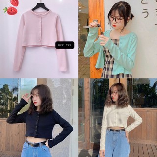 áo croptop tay dài nhiều nút