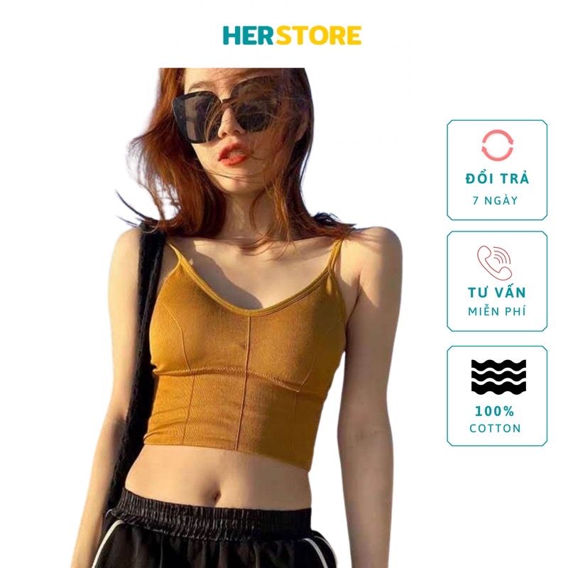 Áo bra tập gym HER áo croptop gân tăm chiết eo dễ phối đồ - mã R07
