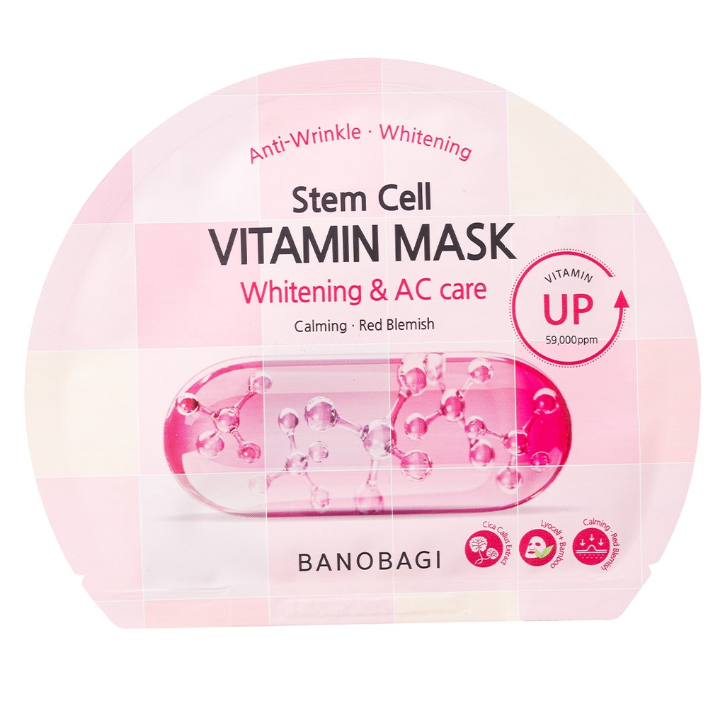 Hộp 10 Miếng Mặt Nạ Dưỡng Ẩm Trắng Da BANOBAGI Stem Cell Vitamin Mask 30ml