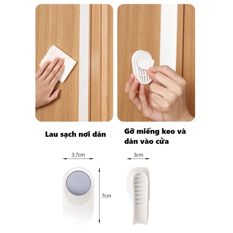 Dụng cụ chặn cửa Fasola ABS cao cấp dán cố định màu trắng xoay 180 độ chống kẹt tay, an toàn cho bé, giảm tiếng ồn