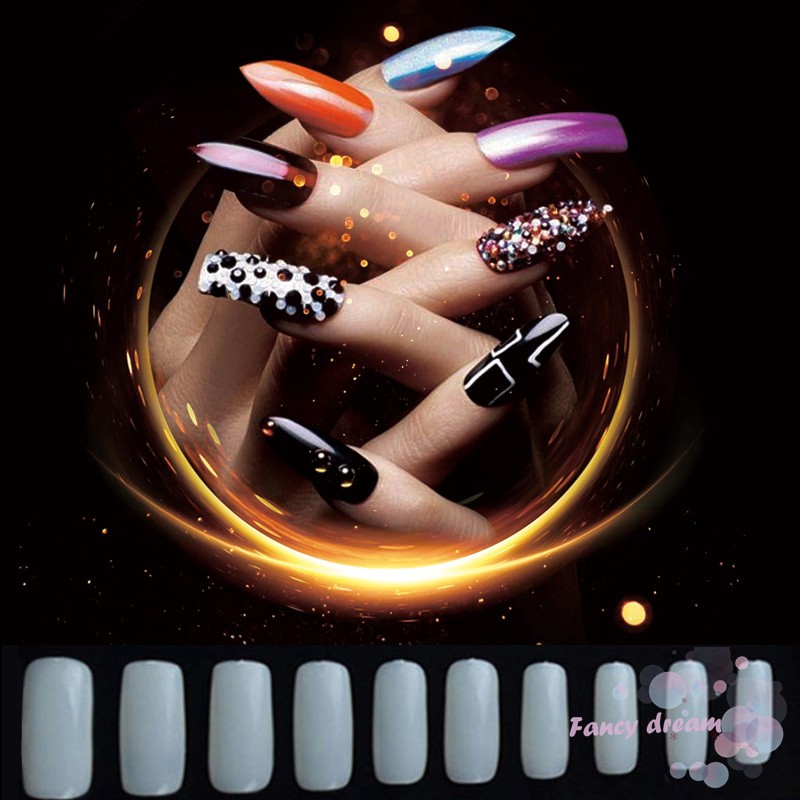 Set 500 móng tay giả màu trơn dùng trong salon