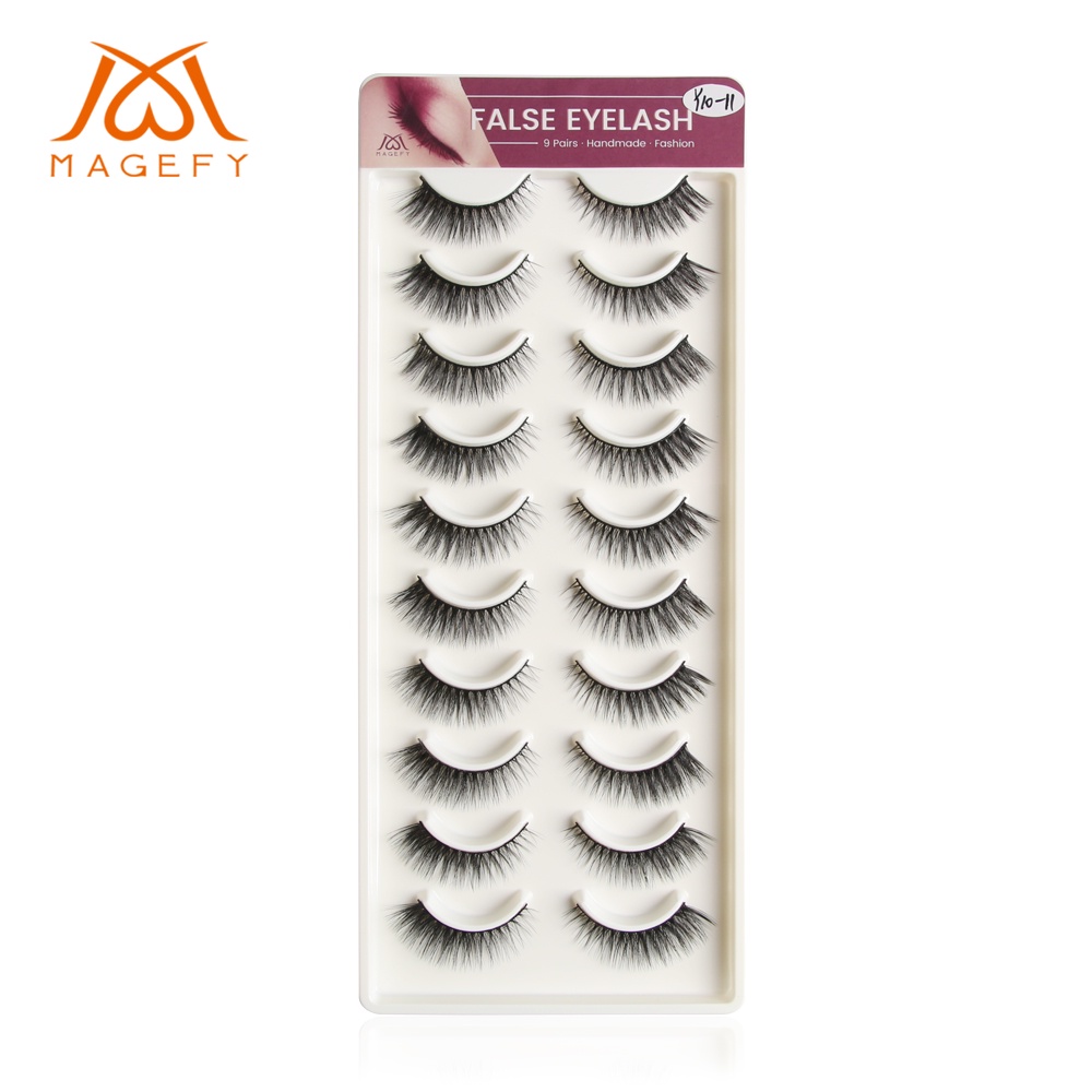Bộ 10 Cặp Lông Mi GiảMAGEFYMi giả gân trong ，Tóc con người Tự nhiên Chữ thập dày Bushy Curl Fake Lashes Extension