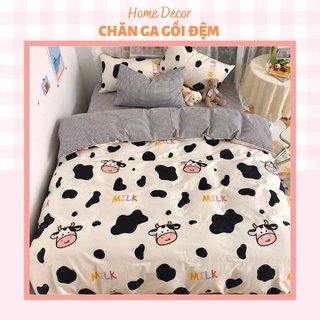 Bộ chăn ga gối cottong poly mẫu bò sữa 🐮