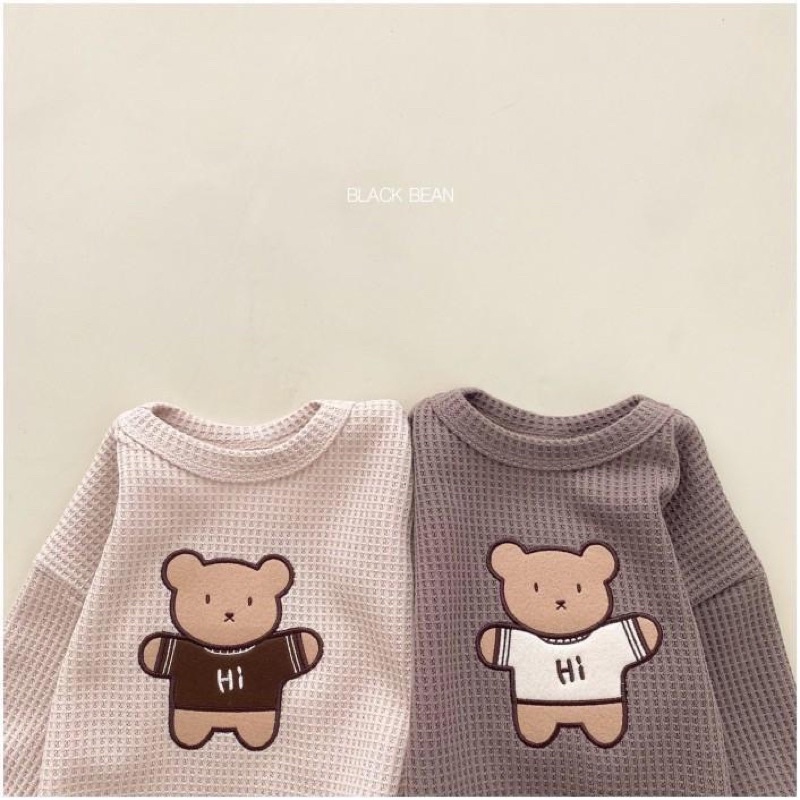 Bộ dài tay cho bé thêu hình gấu xịn sò - quần áo thu đông trẻ em - Đồ bé trai bé gái thiết kế 8kg -20kg