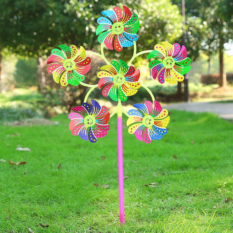 Chong chóng 3 cánh, 6 cánh bảy màu quay tròn trong gió cho bé